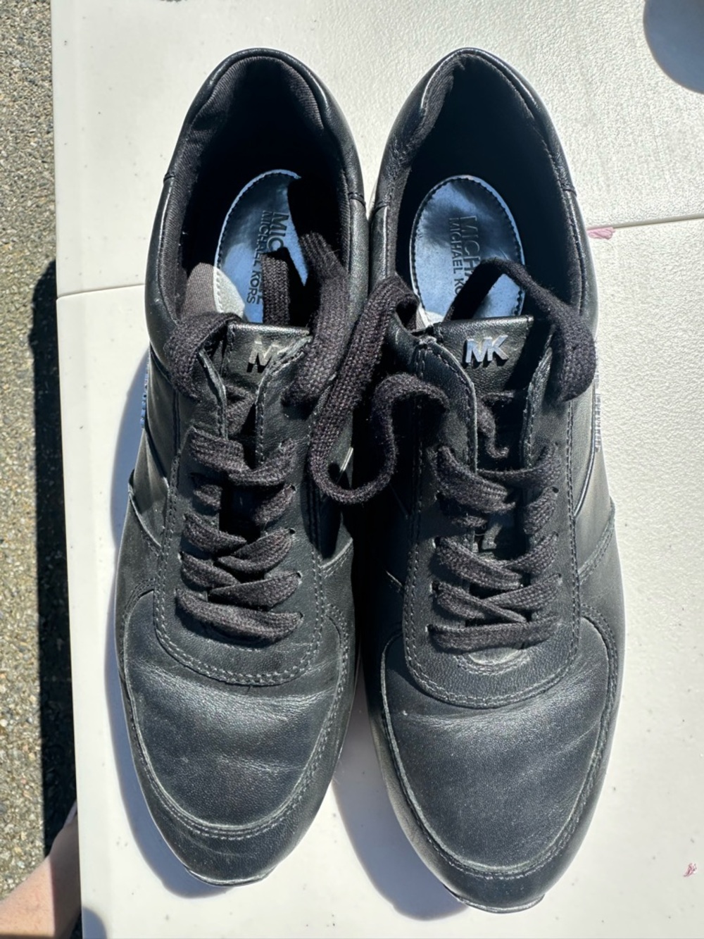 Michael Kors Black Leather Low-Top Lace-Up Sneakers